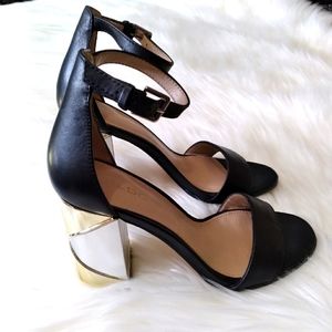 Aldo heeled black / gold sandals Size 6.5